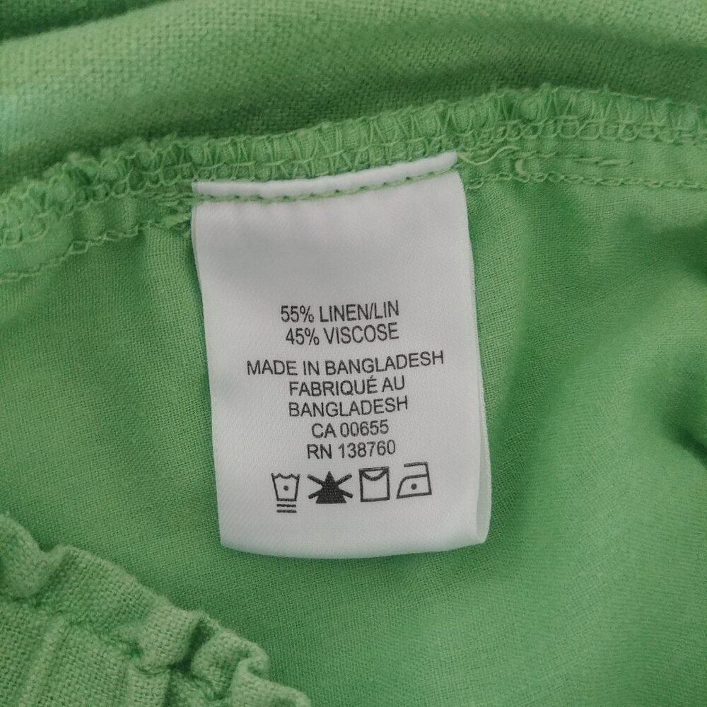 Bright apple green linen blend shorts elastic stretch waist size 8 - Picture 10 of 13